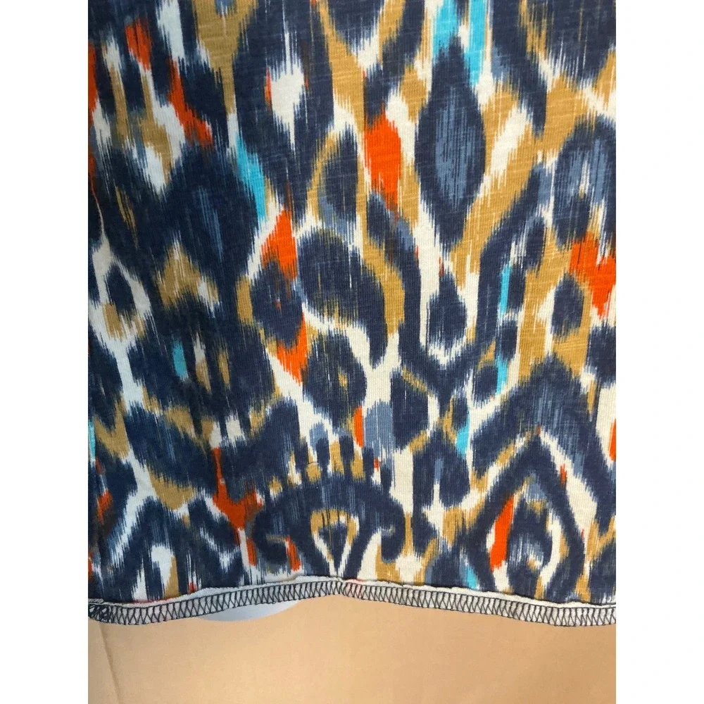 Denim & Company Tank Top Womens Large Blue Orange Ikat Scoop Neck Excellent
